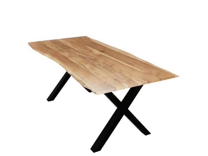 Liadomo Sammy Baumkantentisch Akazie Massivholz mit 26 mm Platte - X-Gestell Metall schwarz , 200 x 100, Esstisch, Esszimmer, verschiedene Metallgestelle und Größen, robust, langlebig, pflegeleicht, geeignet für große und kleine Essbereiche, Unikat, Industrial, Natur von Wohnparc