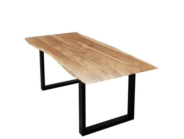 Liadomo Sammy Baumkantentisch Akazie Massivholz mit 26 mm Platte - U-Gestell Metall schwarz , 220 x 100, Esstisch, Esszimmer, verschiedene Metallgestelle und Größen, robust, langlebig, pflegeleicht, geeignet für große und kleine Essbereiche, Unikat, Industrial, Natur von Wohnparc
