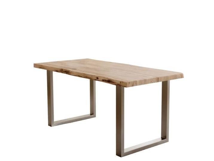 Liadomo Stockholm Baumkantentisch Akazie Massivholz mit 50 mm Platte - U-Gestell Metall silber , 200 x 100, Esstisch, Esszimmer, verschiedene Metallgestelle und Größen, Massivholz, individuelle Maserung, Unikat, nachhaltiger Plantagenanbau, Industrial, Natur von Wohnparc