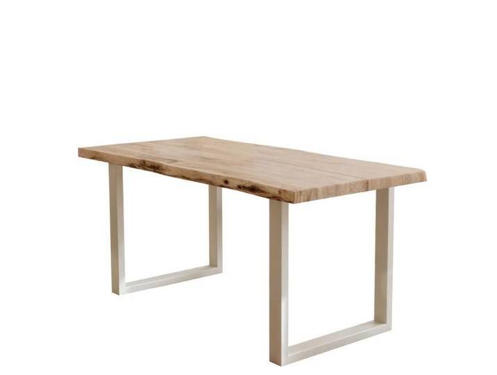 Liadomo Stockholm Baumkantentisch Akazie Massivholz mit 50 mm Platte - U-Gestell Metall weiß , 240 x 100, Esstisch, Esszimmer, verschiedene Metallgestelle und Größen, Massivholz, individuelle Maserung, Unikat, nachhaltiger Plantagenanbau, Industrial, Natur von Wohnparc