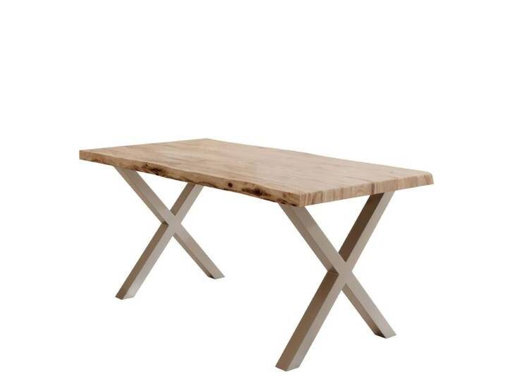 Liadomo Stockholm Baumkantentisch Akazie Massivholz mit 50 mm Platte - X-Gestell Metall silber , 160 x 85, Esstisch, Esszimmer, verschiedene Metallgestelle und Größen, Massivholz, individuelle Maserung, Unikat, nachhaltiger Plantagenanbau, Industrial, Natur von Wohnparc