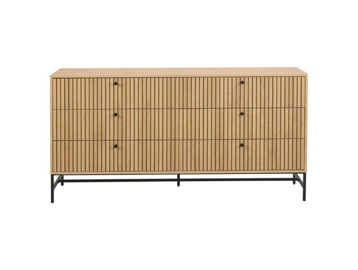 Trendstore Adely Kommode in Lamellenoptik - in verschiedene Größen - 6 Schubladen, Wohnzimmer, Schlafzimmer, Stauraum, in Eiche Nachbildung Lamellenoptik, mit 3, 4 oder 6 Schubladen, Industrial, Modern von Wohnparc