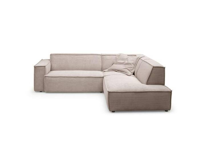 Trendstore Calina Ecksofa in Cord - Cord taupe , rechts , inkl. Kissen, Modern, Zeitlos von Wohnparc