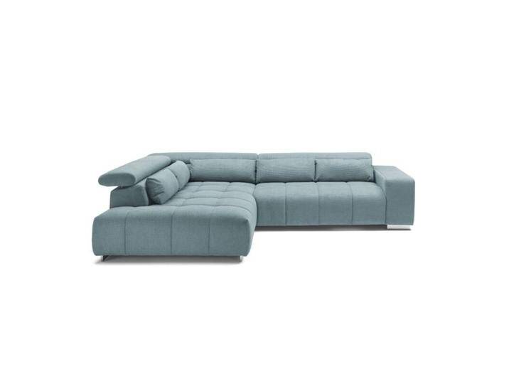 Trendstore Christel Ecksofa wahlweise mit Hocker - Chenille Boston blau , inkl. Hocker , links von Wohnparc