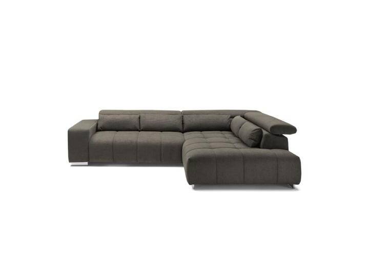 Trendstore Christel Ecksofa wahlweise mit Hocker - Chenille Boston dunkelbraun , ohne Zusatzausstattung , rechts von Wohnparc