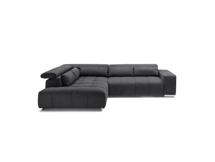 Trendstore Christel Ecksofa wahlweise mit Hocker - Chenille Boston schwarz , ohne Zusatzausstattung , links von Wohnparc