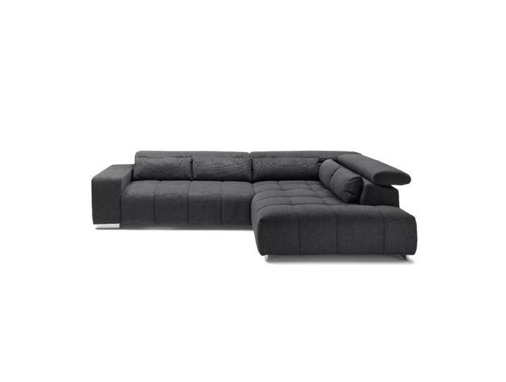 Trendstore Christel Ecksofa wahlweise mit Hocker - Chenille Boston schwarz , ohne Zusatzausstattung , rechts von Wohnparc