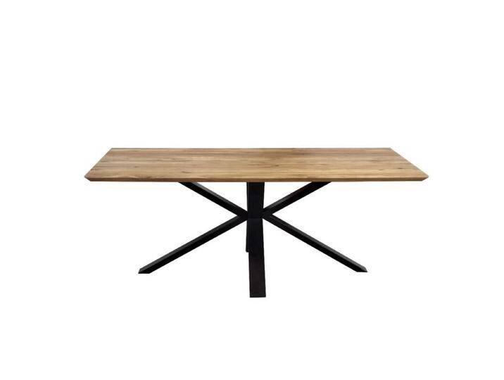 Trendstore Edik Esstisch Eiche massiv mit Spidergestell in Schwarz - 180 x 100, Industrial, Natur von Wohnparc