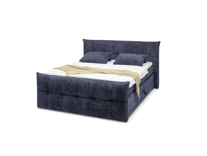 Trendstore Emilla Boxspringbett mit Stauraum, inkl. 2 Matratzen und Topper - Strukturgewebe Eden 16 deep blue, Schlafzimmer, Doppelbett, Kopfteil mit Steppung, mit Matratzen und Topper, mit Stauraum, trendiger Textilbezug, Modern, Zeitlos von Wohnparc