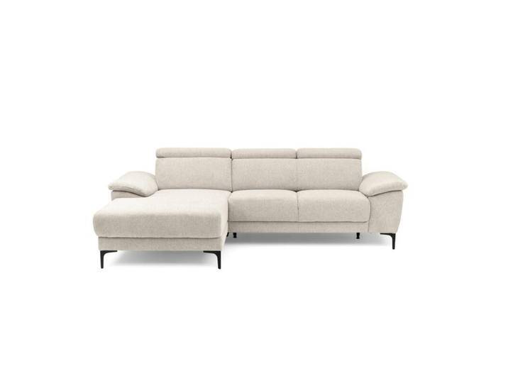 Trendstore Ezra Ecksofa inkl. Kopfteilverstellung, optional mit Sitztiefenverstellung und Relaxfunktion - Flachgewebe Aragon beige , links , Komfort-Funktionsset von Wohnparc