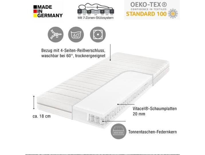 Trendstore Fiann Med 2 7-Zonen-Tonnentaschenfederkern-Matratze - H4 , 90 x 200 von Wohnparc