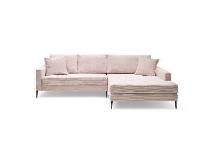 Trendstore Hilary Ecksofa in Cord - Cord Zoom flamingo , rechts, Wohnzimmer, Ottomane links oder rechts, inkl. Rücken- und Zierkissen, Metallfüße, pflegeleicht, formstabil, trendiger Cordbezug in acht Farben, Modern von Wohnparc