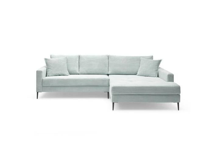 Trendstore Hilary Ecksofa in Cord - Cord Zoom sage , rechts, Wohnzimmer, Ottomane links oder rechts, inkl. Rücken- und Zierkissen, Metallfüße, pflegeleicht, formstabil, trendiger Cordbezug in acht Farben, Modern von Wohnparc