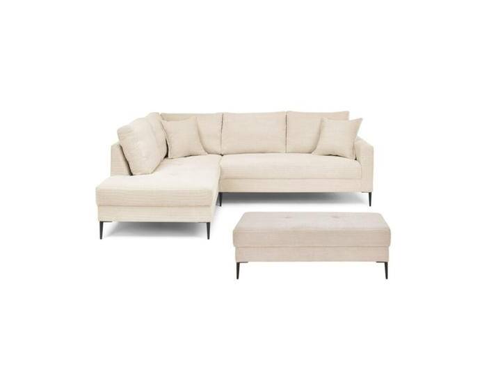 Trendstore Hilary Ecksofa mit Umbauecke in Cord – inkl. Hocker - Cord Zoom cream , links von Wohnparc