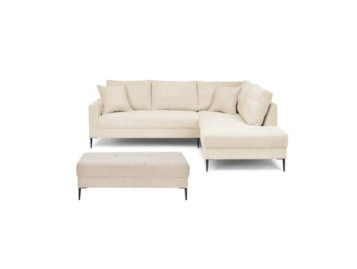 Trendstore Hilary Ecksofa mit Umbauecke in Cord – inkl. Hocker - Cord Zoom cream , rechts von Wohnparc