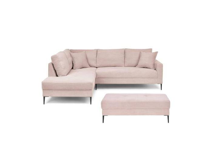 Trendstore Hilary Ecksofa mit Umbauecke in Cord – inkl. Hocker - Cord Zoom flamingo , links von Wohnparc