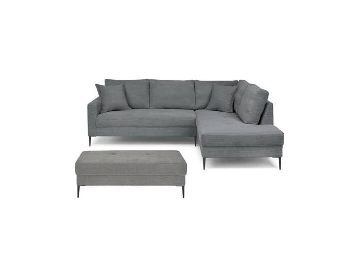 Trendstore Hilary Ecksofa mit Umbauecke in Cord – inkl. Hocker - Cord Zoom graphit , rechts von Wohnparc