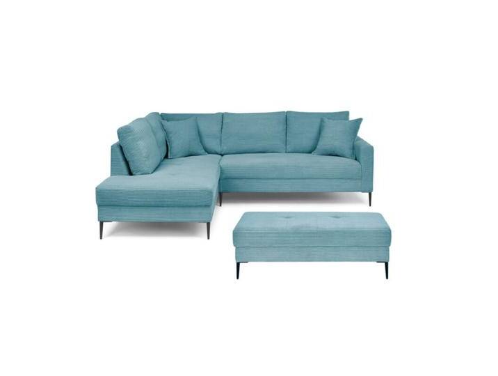 Trendstore Hilary Ecksofa mit Umbauecke in Cord – inkl. Hocker - Cord Zoom lagoon , links von Wohnparc