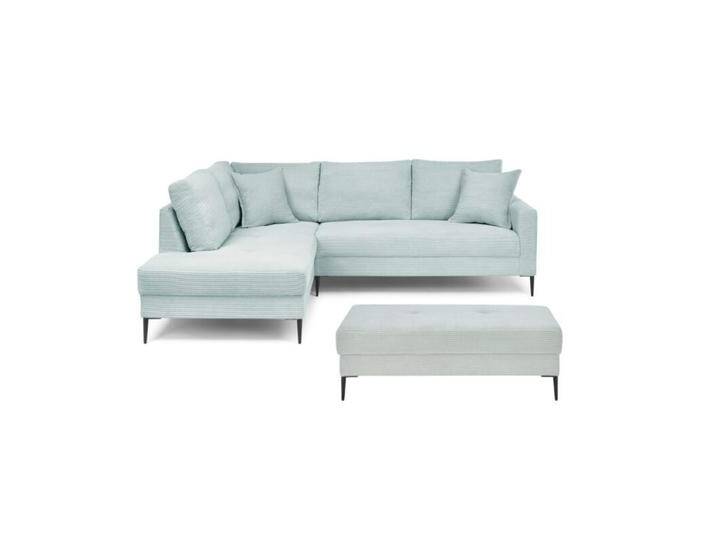 Trendstore Hilary Ecksofa mit Umbauecke in Cord – inkl. Hocker - Cord Zoom sage , links von Wohnparc
