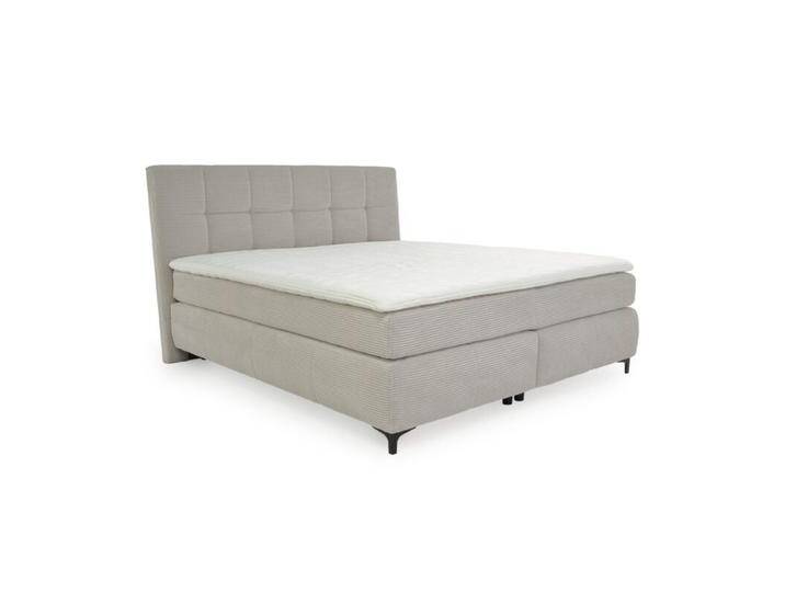Trendstore Jale Boxspringbett in Cord in verschiedenen Größen - Cord 426/17 light greige , 180 x 200, Doppelbett, Kopfteil mit Steppung, mit Matratzen und Topper, bequeme Polsterung, trendiger Cordbezug, 140 x 200 cm oder 180 x 200 cm, Modern, Zeitlos von Wohnparc
