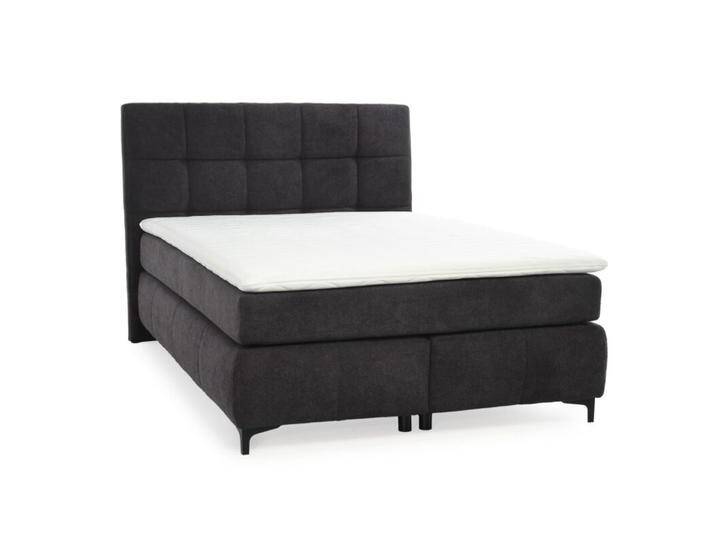 Trendstore Jale Boxspringbett in Microfaser in verschiedenen Größen - Microfaser 403/06 schwarz , 140 x 200, Schlafzimmer, Kopfteil mit Steppung, mit Matratzen und Topper, bequeme Polsterung, 140 x 200 cm oder 180 x 200 cm, Modern, Zeitlos von Wohnparc