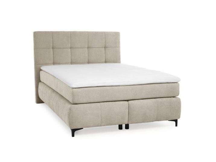 Trendstore Jale Boxspringbett in Microfaser in verschiedenen Größen - Microfaser 403/07 beige , 140 x 200, Schlafzimmer, Kopfteil mit Steppung, mit Matratzen und Topper, bequeme Polsterung, 140 x 200 cm oder 180 x 200 cm, Modern, Zeitlos von Wohnparc