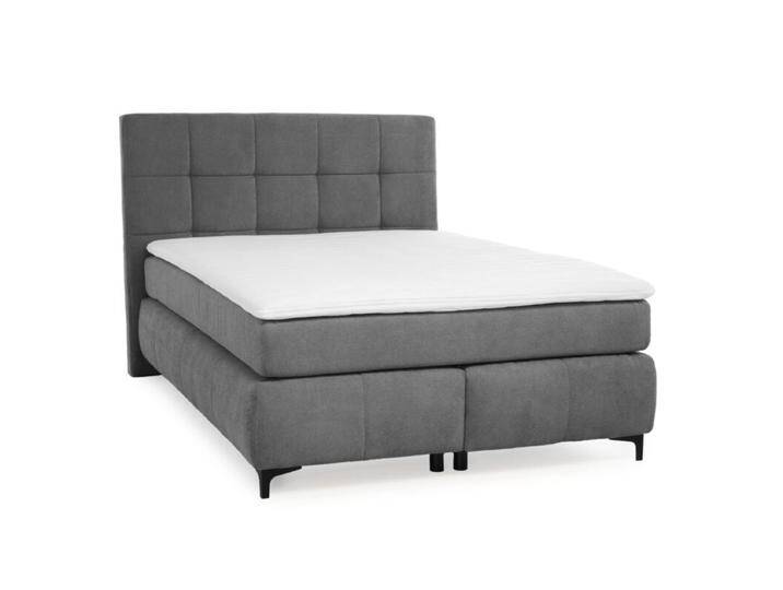 Trendstore Jale Boxspringbett in Microfaser in verschiedenen Größen - Microfaser 403/19 dunkelgrau , 140 x 200, Schlafzimmer, Kopfteil mit Steppung, mit Matratzen und Topper, bequeme Polsterung, 140 x 200 cm oder 180 x 200 cm, Modern, Zeitlos von Wohnparc
