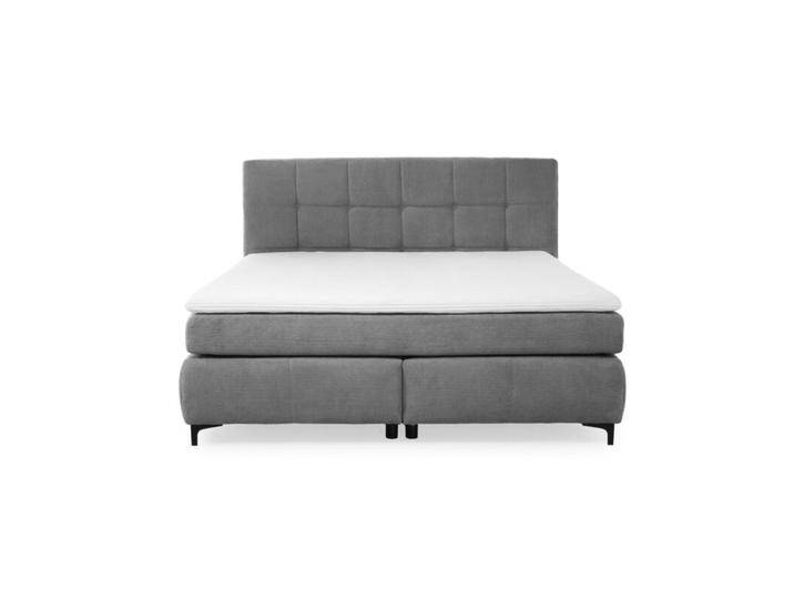 Trendstore Jale Mix/Max Boxspringbett in Microfaser, inkl. 2 Matratzen und Topper - Microfaser 403/19 dunkelgrau , Hart Hart, Schlafzimmer, Kopfteil mit Steppung, mit Matratzen und Topper, bequeme Polsterung, trendiger Bezug in Microfaser, Modern, Zeitlos von Wohnparc