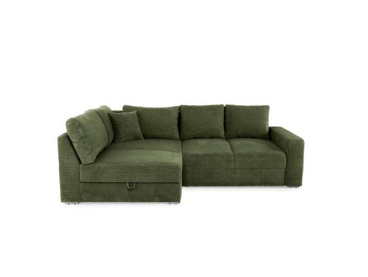 Trendstore Janis Ecksofa mit Cordbezug inkl. Schlaffunktion und Bettkasten - Cord 426/03 grün von Wohnparc