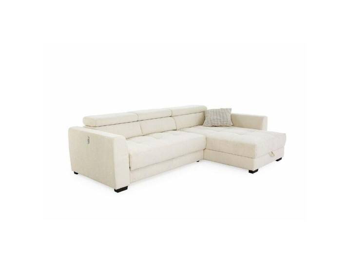 Trendstore Joanna Ecksofa inkl. USB-Anschluss, Bettkasten und Sitztiefenverstellung - Chenille 444/07 creme, Modern, automatische Sitztiefenverstellung, manuelle Kopfteilverstellung von Wohnparc