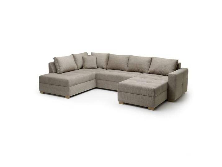 Trendstore Josy Wohnlandschaft in Cord inkl. Schlaffunktion und Bettkasten - Cord taupe , links von Wohnparc