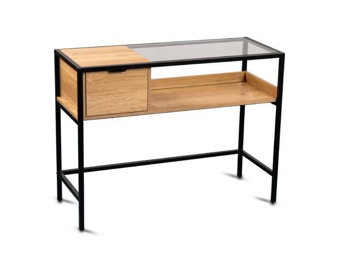 Trendstore Marysia Konsolentisch mit Glasplatte und Schublade, Industrial, Modern, Natur von Wohnparc
