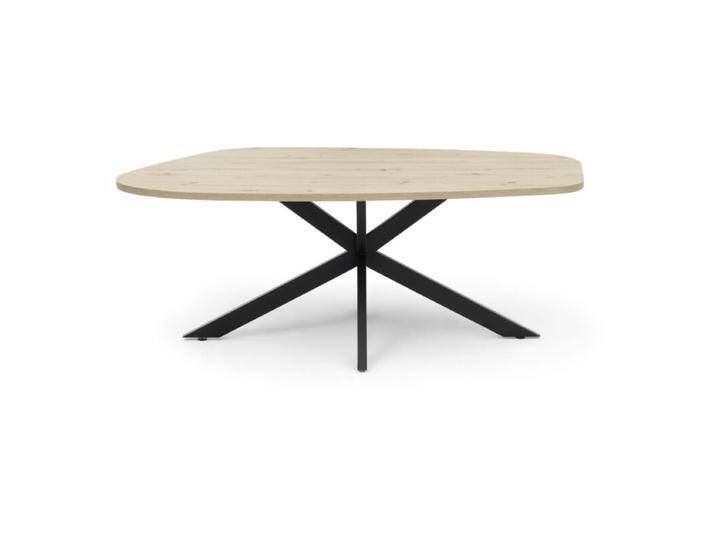 Trendstore Mealla Esstisch mit organisch geformter Platte und Sterngestell, Gestell sternförmig Metall schwarz, Industrial Style, Esszimmer, Platte Asteiche Nachbildung, Industrial von Wohnparc