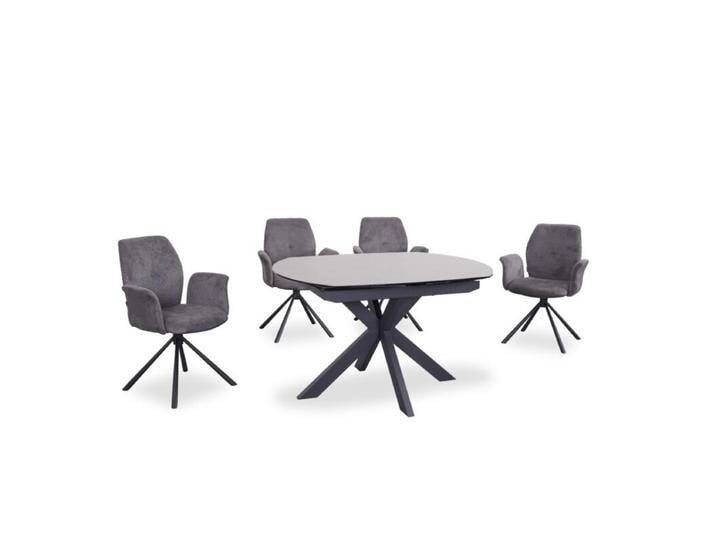 Trendstore Meggie & Manoa Essgruppe 5-tlg. mit 4 Stühlen - optional mit Armlehnen - Enjoy 456 grau Vienna 450 grau , mit Armlehnen von Wohnparc