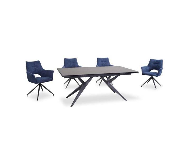 Trendstore Michela & Maleen Essgruppe 5-tlg. mit 4 Armlehnstühlen - Textilgewebe Belfast 035 blau Trendstore Michela & Maleen Essgruppe 5-tlg. mit 4 Armlehnstühlen - Textilgewebe Belfast 035 blau von Wohnparc