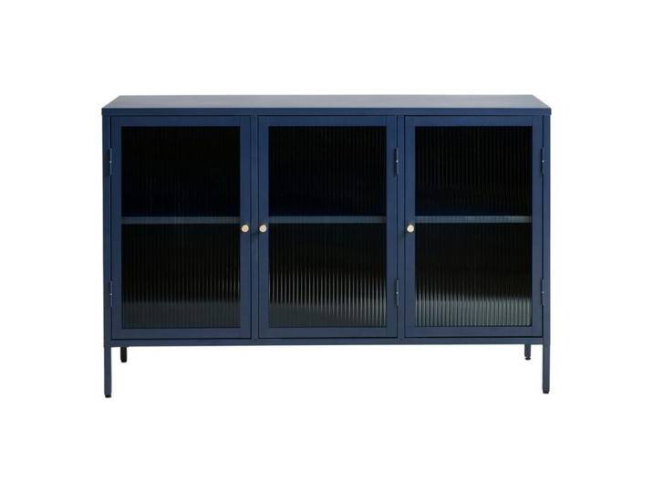 Trendstore Udine Sideboard mit gewellten Glaseinsätzen - Metall blau lackiert, Industrial, Modern, Vintage von Wohnparc
