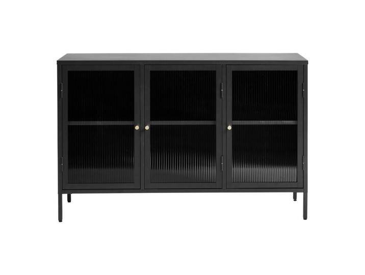 Trendstore Udine Sideboard mit gewellten Glaseinsätzen - Metall schwarz lackiert, Industrial, Modern, Vintage von Wohnparc