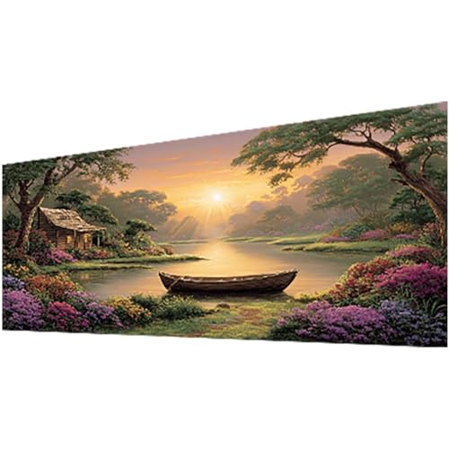Diamond Painting Erwachsene, See Diamond Painting Pflanze DIY Vollbohrer Diamanten Malerei Stickerei Kreuzstich Set, Mosaikherstellung Basteln Erwachsene für Geschenke Deko Wohnzimmer 90x210cm w-973 von Wohoaqig