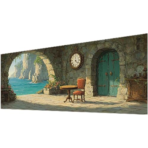 Diamond Painting Meer, Diamond Painting Erwachsene und Kinder DIY 5D Diamante Malerei Bilder Schloss Stickerei Kreuzstic Mosaikherstellung Basteln für Anfänger, Zimmer Deko Wohnzimmer 40x95cm w-904 von Wohoaqig