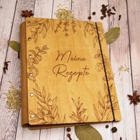 Personalisierbarer Rezeptordner Din A5 Aus Holz/Rezeptbuch Ordner Kräutermotiv von Woidglow