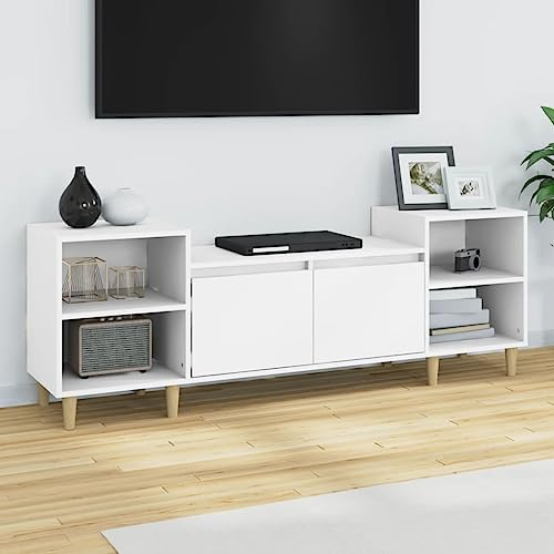 Woiinea Moderner TV-Schrank, TV-Ständer, TV-Tisch, für Mediengeräte für Wohnzimmer, Schlafzimmer, Esszimmer, weiß, 160 x 35 x 55 cm von Woiinea