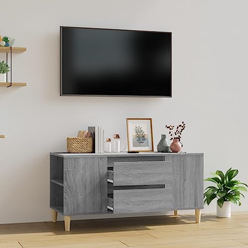Woiinea Moderner TV-Schrank, TV-Ständer, TV-Tisch, für Multimedia-Geräte für Wohnzimmer, Schlafzimmer, Esszimmer, Sonoma-Grau, 102 x 44,5 x 50 cm von Woiinea