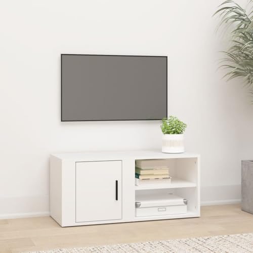 Woiinea Moderner TV-Schrank, TV-Ständer, TV-Tisch, für Multimedia-Geräte für Wohnzimmer, Schlafzimmer, Esszimmer, weiß, 80 x 31,5 x 36 cm von Woiinea