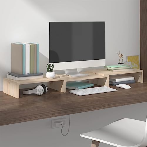 Woiinea Monitorständer Praktisches und dekoratives Accessoire Modernes Möbelstück aus Holz zum Anheben des Monitors für Wohnzimmer Schlafzimmer Elegantes Design Braun 80 x 24 x 10,5 cm von Woiinea