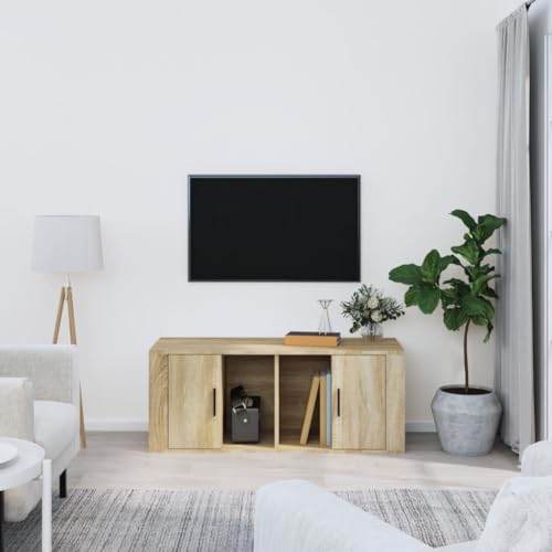 Woiinea TV-Schrank, TV-Ständer, TV-Tisch, für Multimedia-Geräte, modernes Möbelstück für Wohnzimmer, Esszimmer, Schlafzimmer, Zementgrau, 100 x 35 x 40 cm von Woiinea