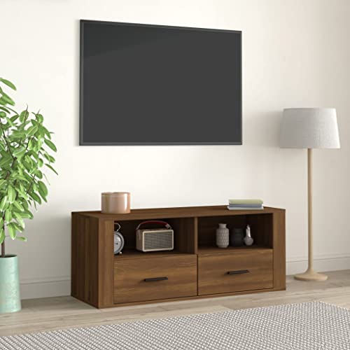 Woiinea TV-Ständer TV-Ständer TV-Tisch für Multimedia-Geräte, modernes Möbelstück für Wohnzimmer, Esszimmer, Schlafzimmer, Eiche, Braun, 100 x 35 x 40 cm von Woiinea