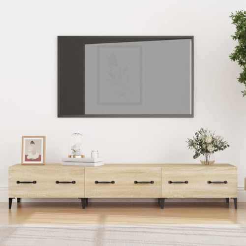 Woiinea TV-Ständer TV-Ständer TV-Tisch für Multimedia-Geräte, modernes Möbelstück für Wohnzimmer, Esszimmer, Schlafzimmer, Sonoma-Eiche, 150 x 34,5 x 30 cm von Woiinea