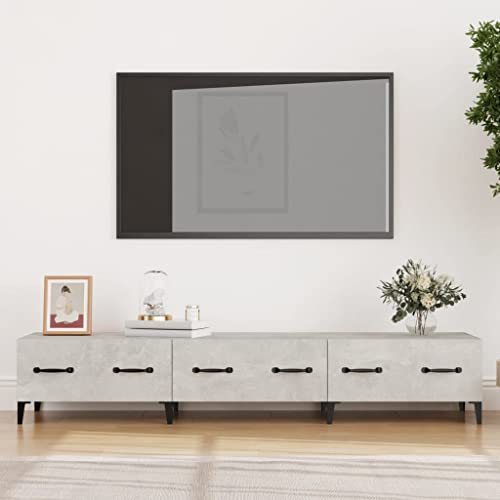 Woiinea TV-Ständer TV-Ständer TV-Tisch für Multimedia-Geräte, modernes Möbelstück für Wohnzimmer, Esszimmer, Schlafzimmer, Zementgrau, 150 x 34,5 x 30 cm von Woiinea