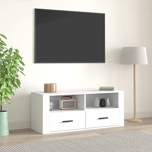 Woiinea TV-Ständer TV-Ständer TV-Tisch für Multimedia-Geräte, modernes Möbelstück für Wohnzimmer, Esszimmer, Schlafzimmer, weiß, 100 x 35 x 40 cm von Woiinea