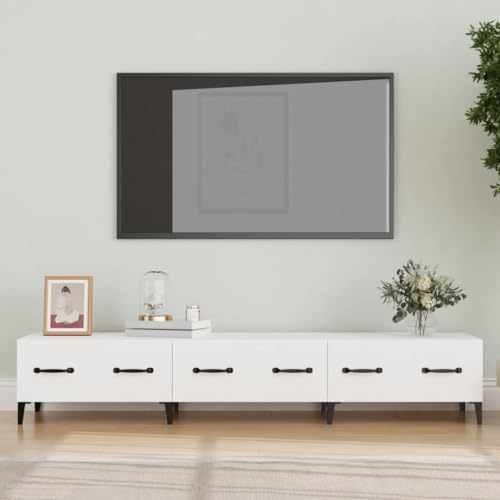 Woiinea TV-Ständer TV-Ständer TV-Tisch für Multimedia-Geräte, modernes Möbelstück für Wohnzimmer, Esszimmer, Schlafzimmer, weiß, 150 x 34,5 x 30 cm von Woiinea